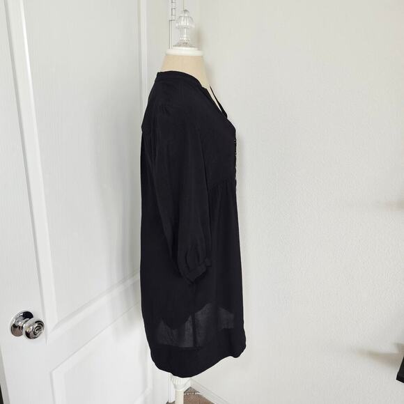 Maeve Size 2 ANTHROPOLOGIE TARYN CREPE SHIFT Dress BLACK SLEEVES 3/4 - Picture 5 of 5